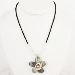 Elly Preston Stone Flower Pendant Necklace
